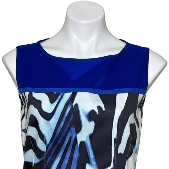 T Tahari NWT $148 Zebra Print Shira Dress, Blue Cloud Women's Size 8 - Picture 2 of 10